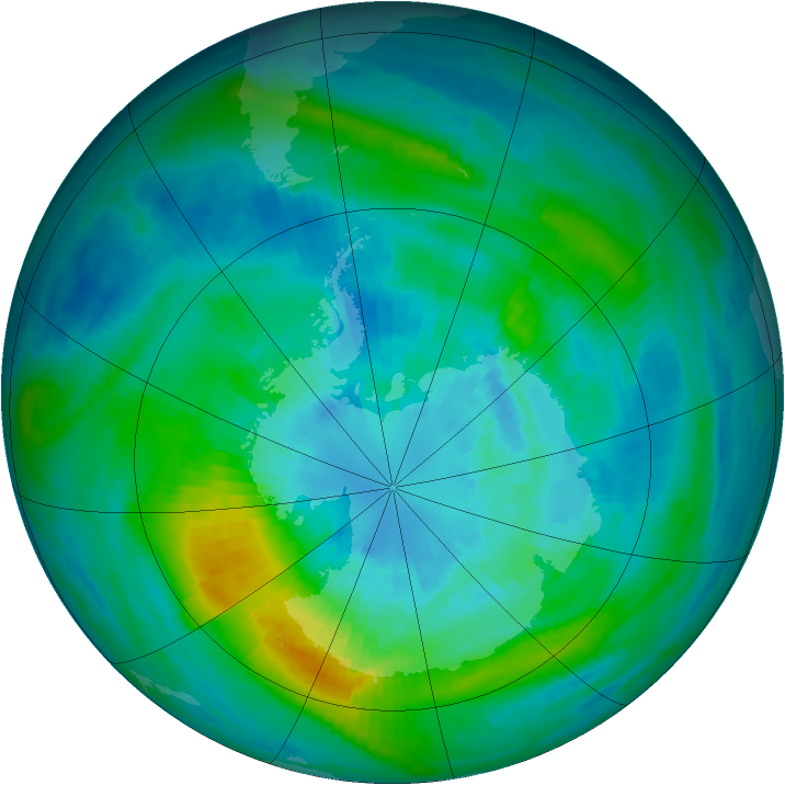 Antarctic ozone map for 25 March 1982